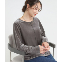 【洗える/S-LL】上品見え ベロア調シアートップス