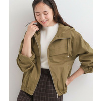 【S-LL】ゴールドパーツで女性らしく 大人のフードブルゾン