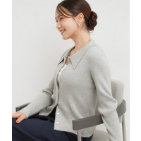 【S-LL】カジュアルながらも上品な 襟付きリブニット