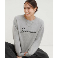 【洗濯機可/ちくちくしにくい】スウェットライクの大人刺繍ロゴニット
