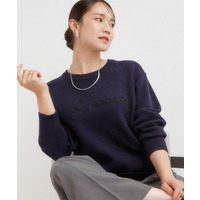 【洗える／ちくちくしにくい】スウェットライクコード刺繍ロゴニット