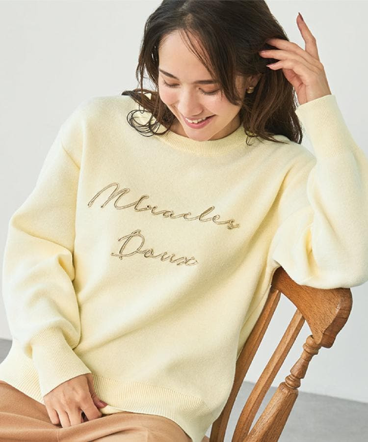 【洗濯機可/ちくちくしにくい】大人のための スウェットライク刺繍ロゴニット27