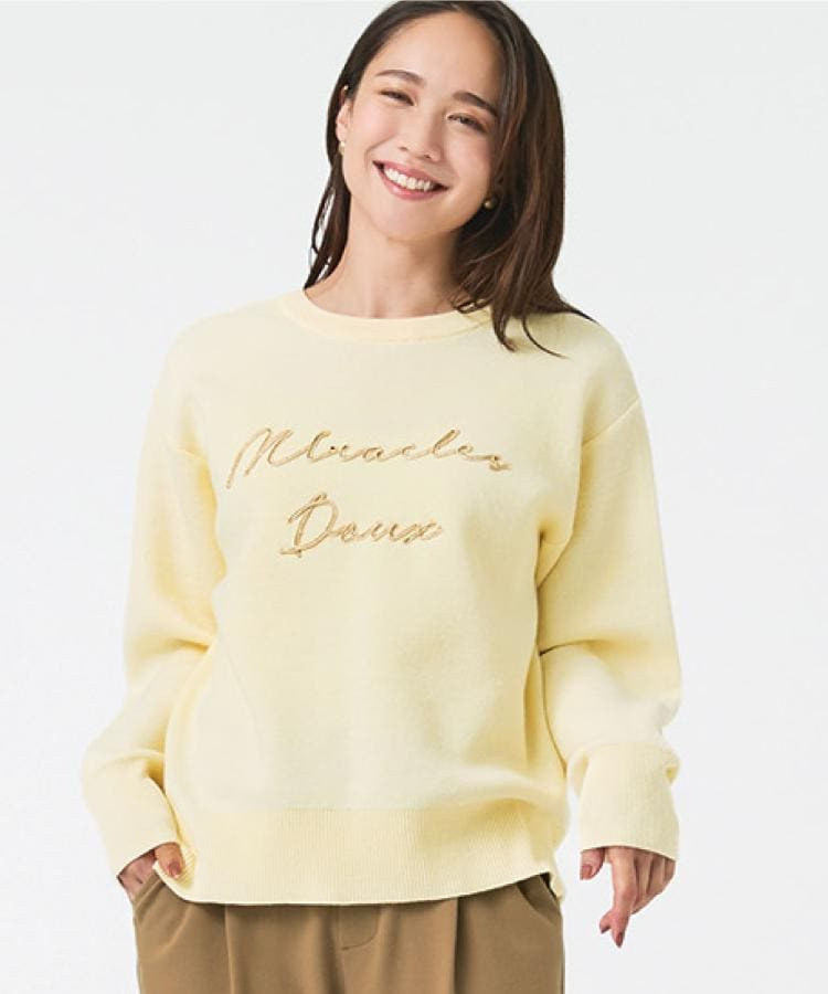 【洗濯機可/ちくちくしにくい】大人のための スウェットライク刺繍ロゴニット28