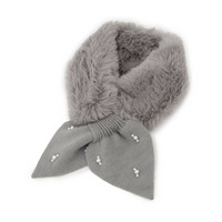 ファー×パール風付きニットティペット