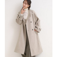 【S-LL】大人のきれいめスタイルに ウール調スタンドロングコート