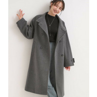 【S-LL】大人のきれいめスタイルに ウール調スタンドロングコート