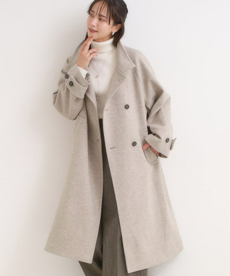 【S-LL】大人のきれいめスタイルに ウール調スタンドロングコート1