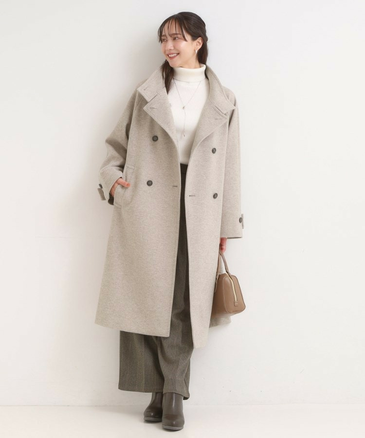 【S-LL】大人のきれいめスタイルに ウール調スタンドロングコート10