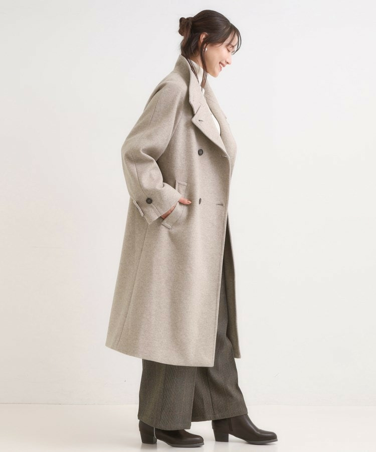 【S-LL】大人のきれいめスタイルに ウール調スタンドロングコート12