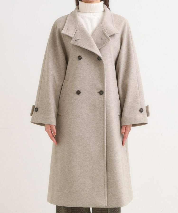 【S-LL】大人のきれいめスタイルに ウール調スタンドロングコート17