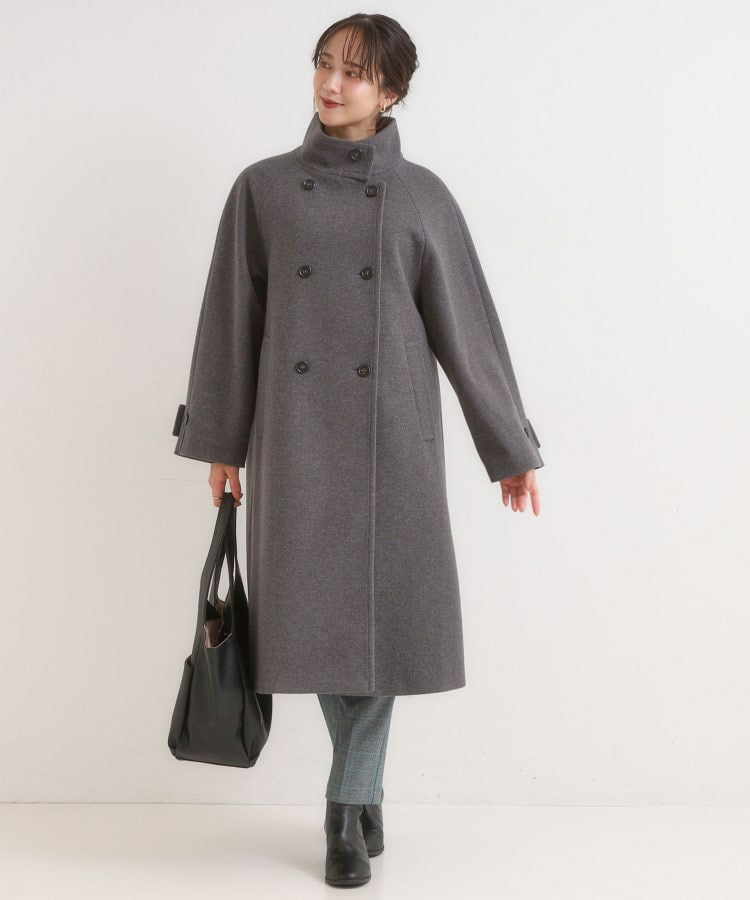 【S-LL】大人のきれいめスタイルに ウール調スタンドロングコート2