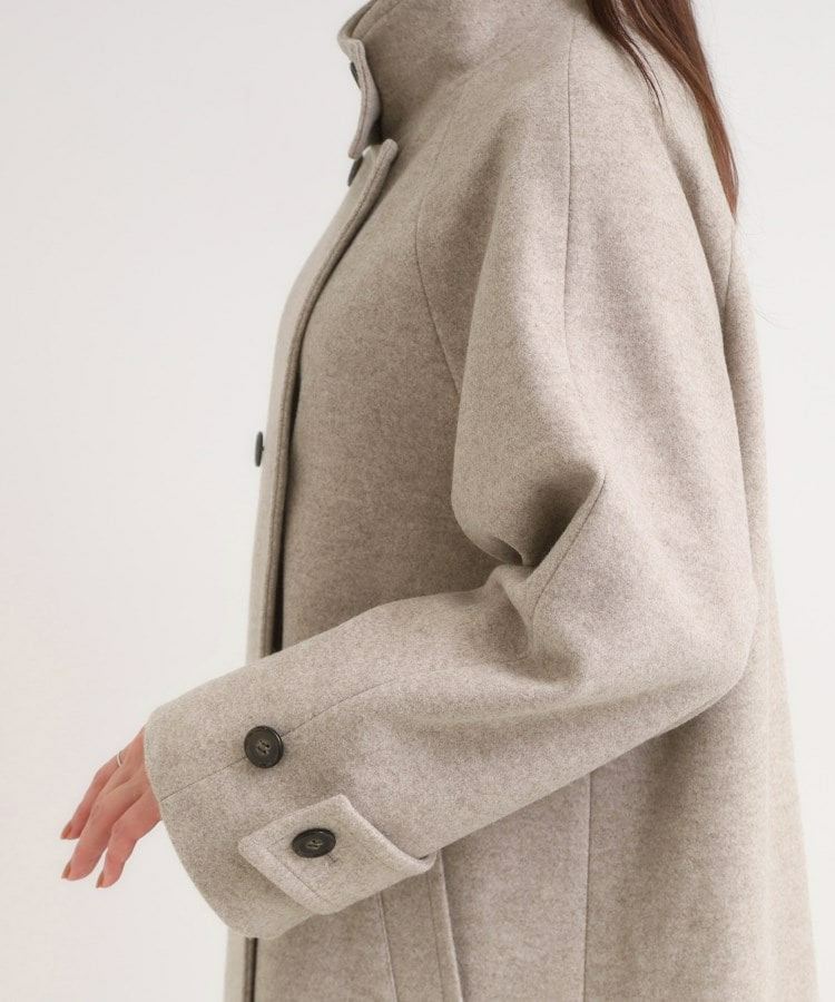 【S-LL】大人のきれいめスタイルに ウール調スタンドロングコート20