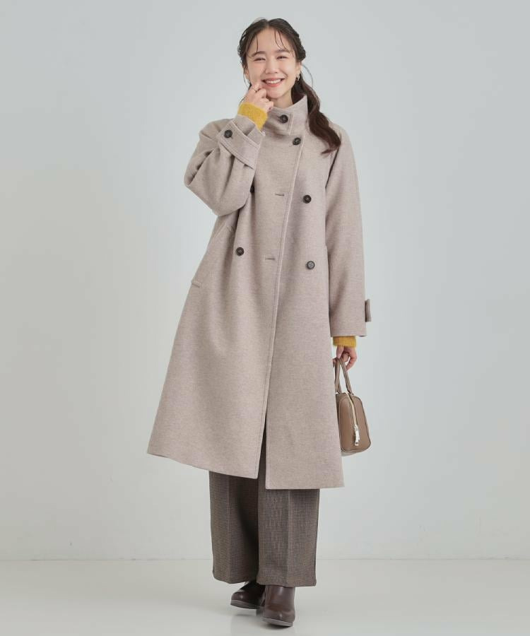 【S-LL】大人のきれいめスタイルに ウール調スタンドロングコート26