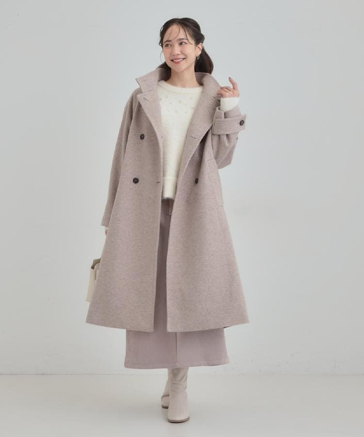 【S-LL】大人のきれいめスタイルに ウール調スタンドロングコート27