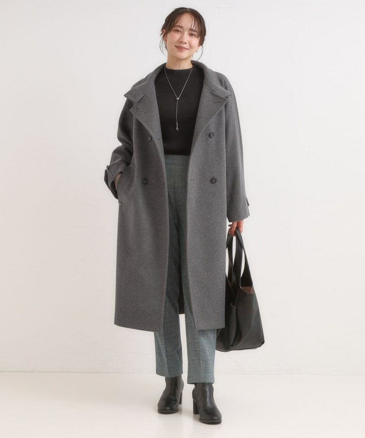 【S-LL】大人のきれいめスタイルに ウール調スタンドロングコート4