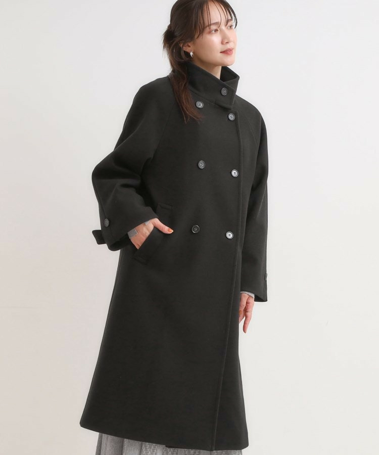 【S-LL】大人のきれいめスタイルに ウール調スタンドロングコート1