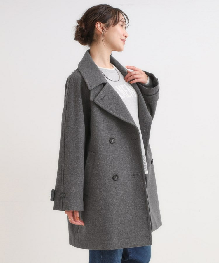 【S-LL/2WAY】大人のお出かけスタイルに ウール調 コクーンコート7