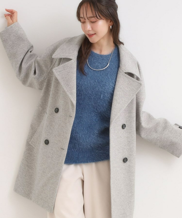 【S-LL/2WAY】大人のお出かけスタイルに ウール調 コクーンコート1