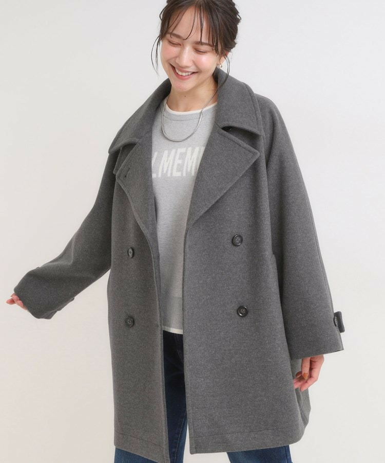 【S-LL/2WAY】大人のお出かけスタイルに ウール調 コクーンコート1