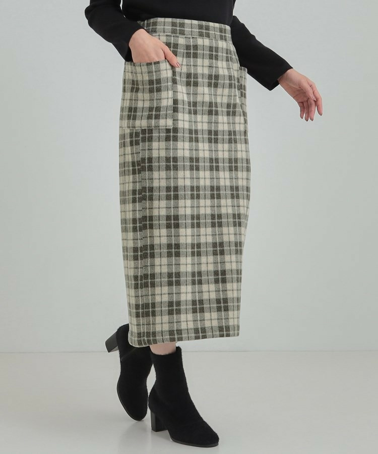 【S-LL】大人レディな着こなしに シャギーチェックスカート【SHOO WARM】1