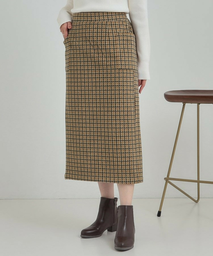 【S-LL】大人レディな着こなしに シャギーチェックスカート【SHOO WARM】1