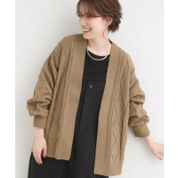 【洗える/S-LL】大人の抜け感 ざっくり編み モールケーブルカーディガン