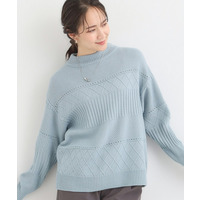 【洗濯機可/毛玉レス/S-LL】ミックスケーブル柄ニット