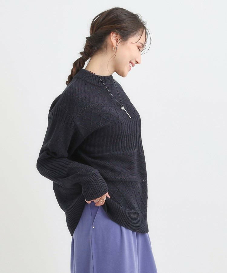 【洗える/毛玉レス】ミックスケーブル柄ニット15