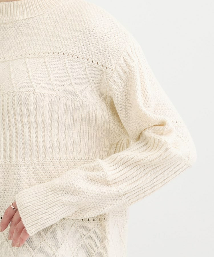 【洗える/毛玉レス】ミックスケーブル柄ニット22