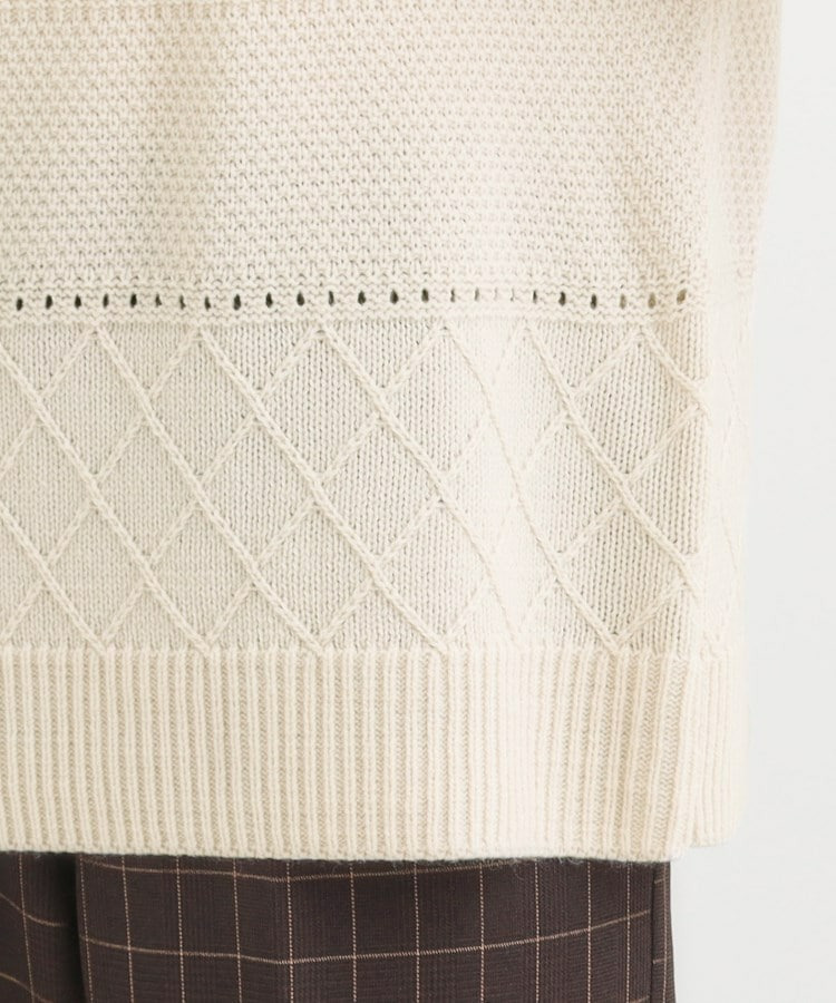 【洗える/毛玉レス】ミックスケーブル柄ニット23