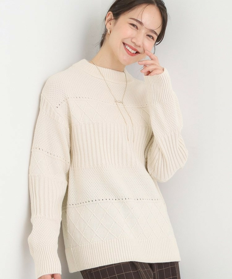 【洗える/毛玉レス】ミックスケーブル柄ニット1