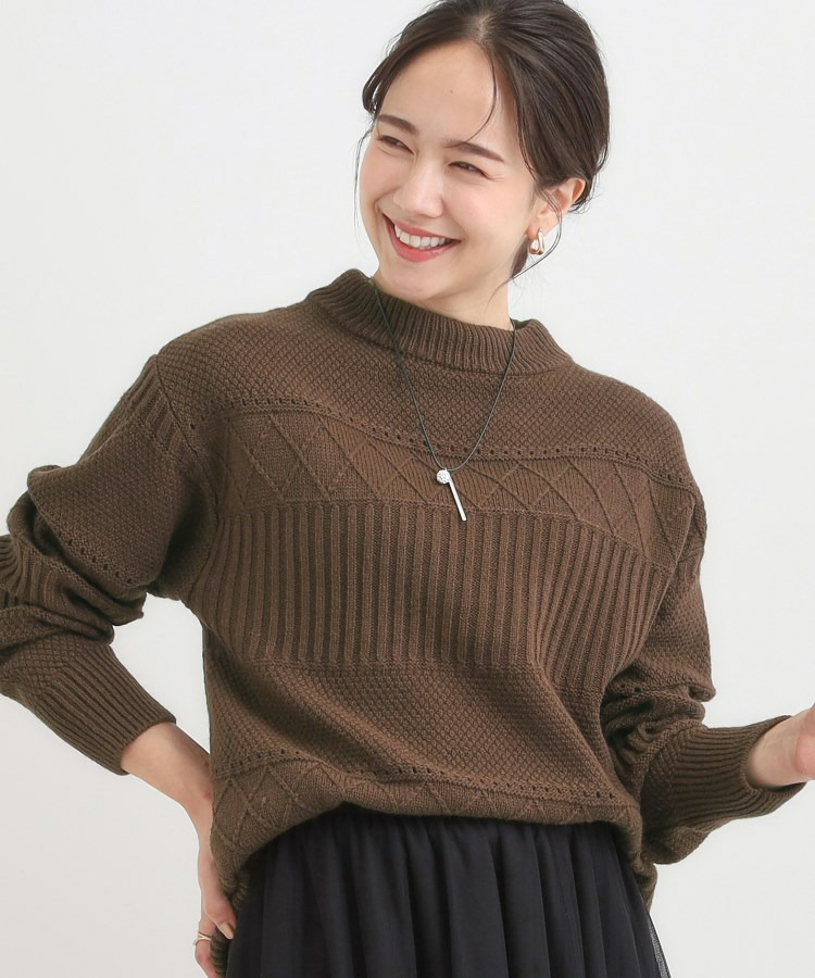 【洗える/毛玉レス】ミックスケーブル柄ニット1