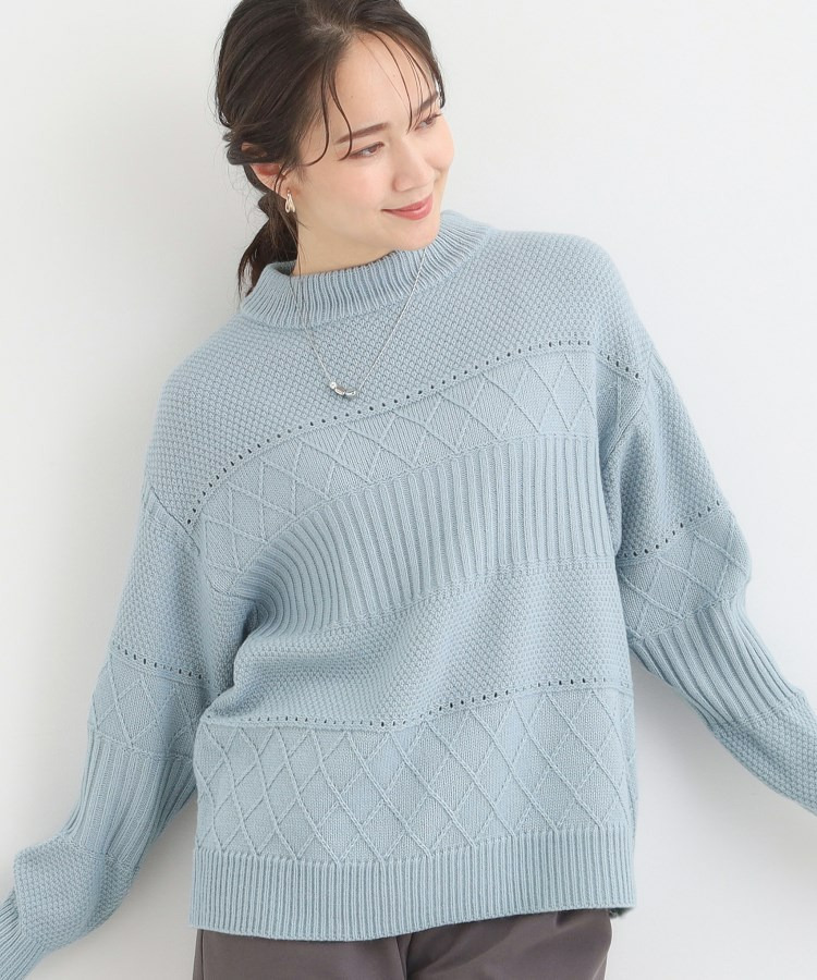 【洗える/毛玉レス】ミックスケーブル柄ニット1