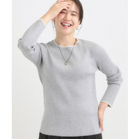 【絶妙なゆるピタ/洗濯機可】ちくちくしにくい リブクルーネックやわらかニット