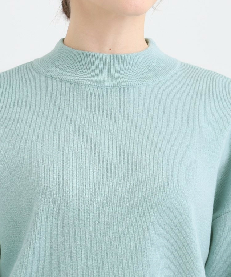 【洗える/毛玉レス】表面がきれいなハイネックバックスリットニット21