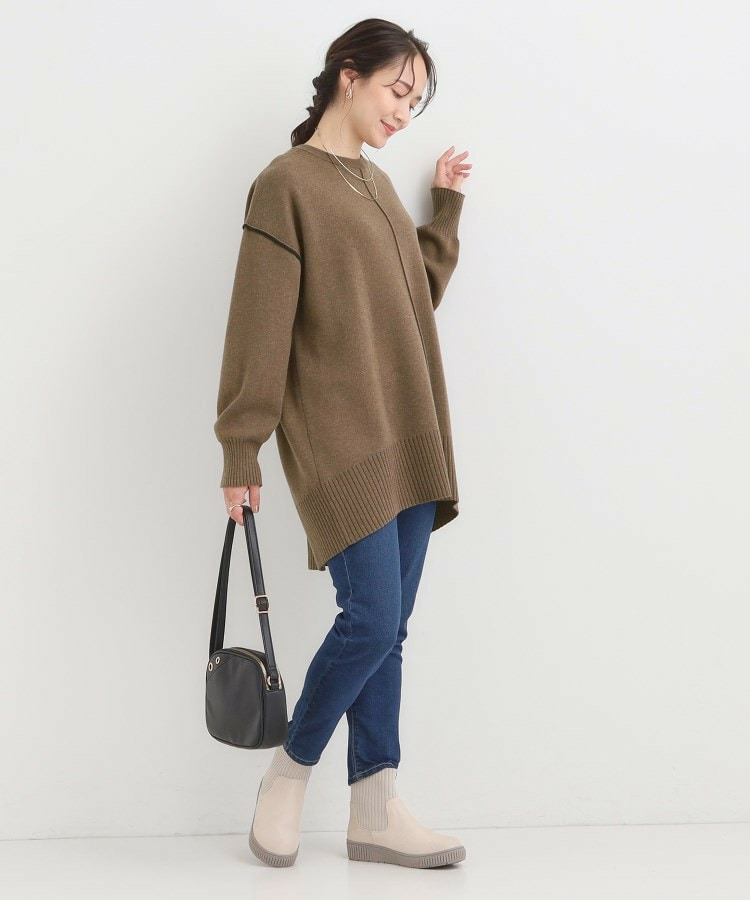 【洗える/毛玉レス】チュニックニットワンピース12