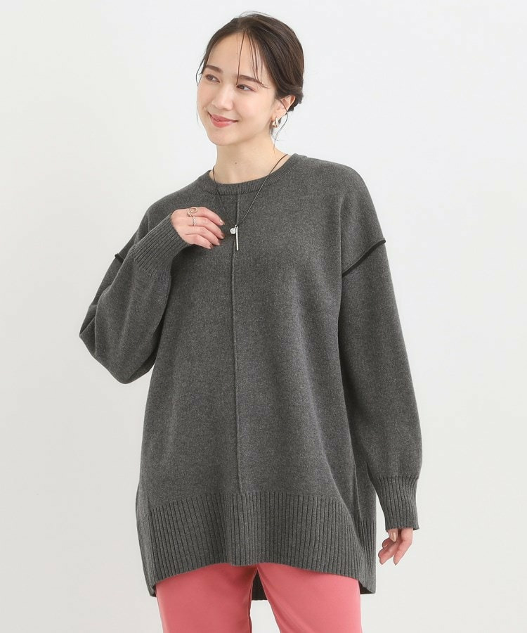 【洗える/毛玉レス】チュニックニットワンピース2