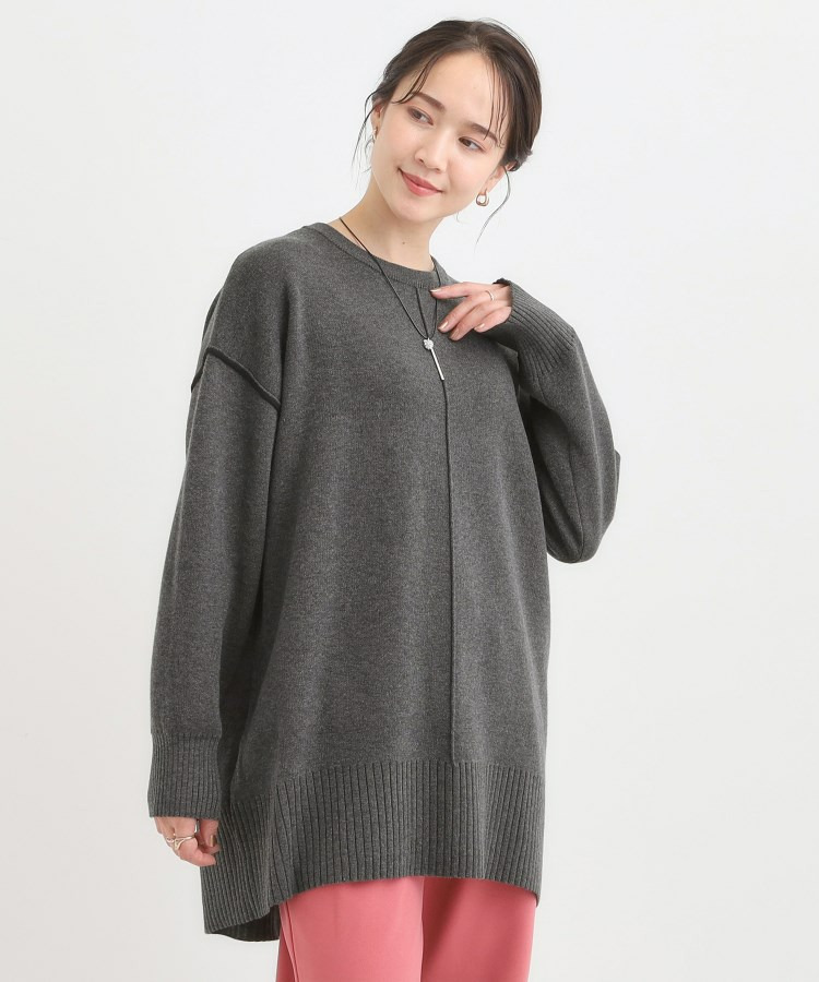 【洗える/毛玉レス】チュニックニットワンピース3