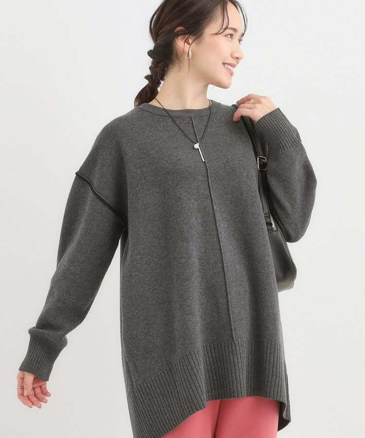 【洗える/毛玉レス】チュニックニットワンピース1