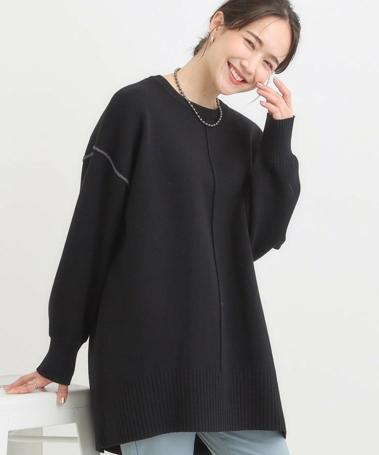 【洗える/毛玉レス】チュニックニットワンピース1