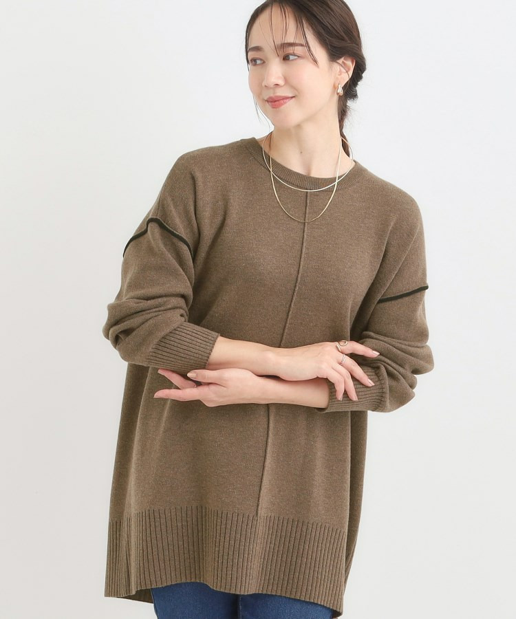 【洗える/毛玉レス】チュニックニットワンピース1