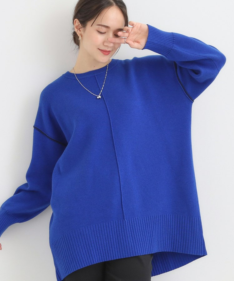 【洗える/毛玉レス】チュニックニットワンピース1