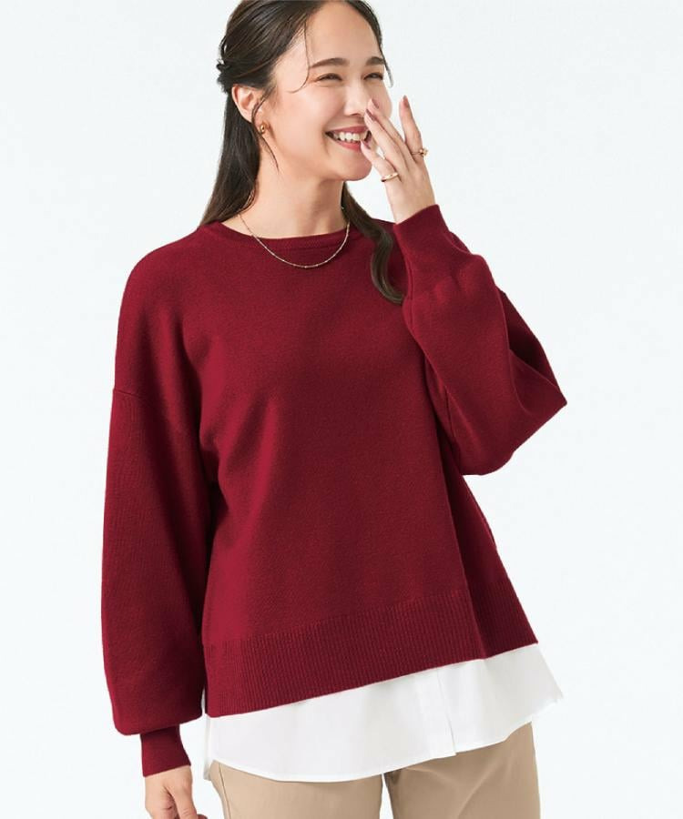 【洗濯機可/毛玉になりにくい】裾フェイクレイヤード風ニット28