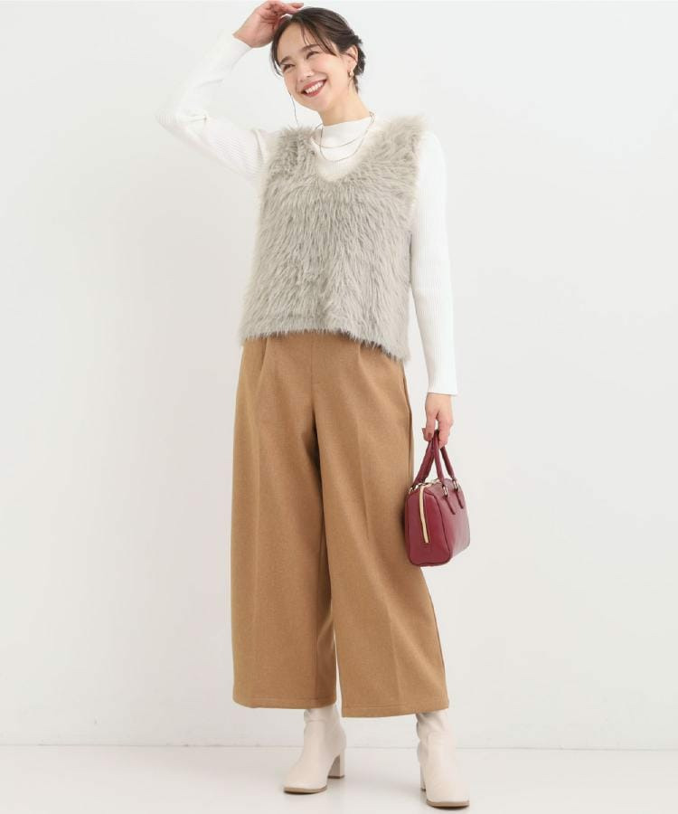 【着丈選べる】ウールフィール裏起毛ワイドパンツ14