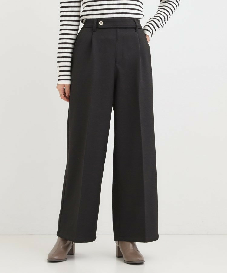 【着丈選べる】ウールフィール裏起毛ワイドパンツ2