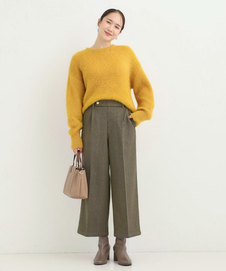 【着丈選べる】ウールフィール裏起毛ワイドパンツ28