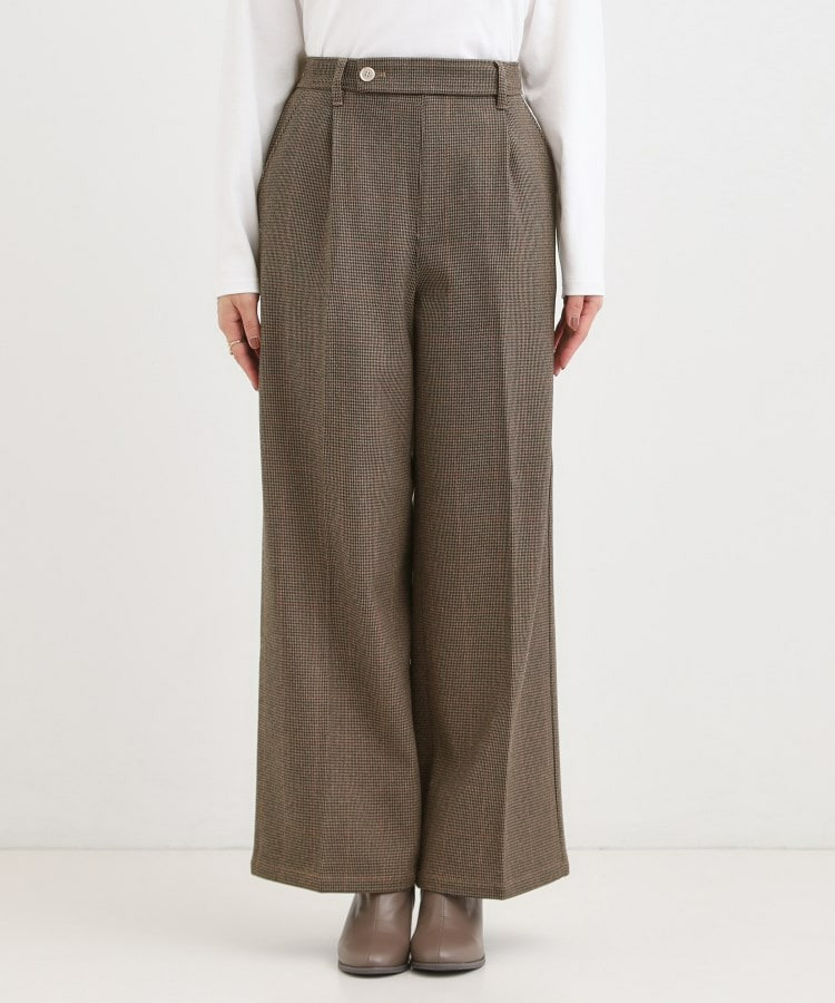 【着丈選べる】ウールフィール裏起毛ワイドパンツ30