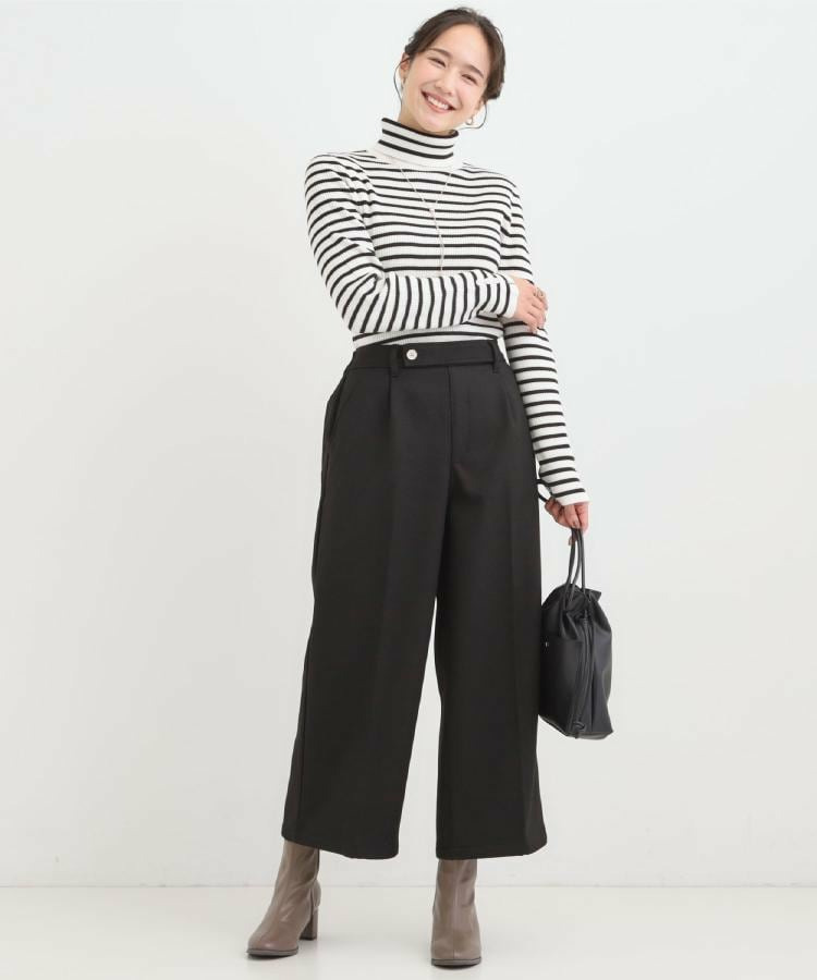 【着丈選べる】ウールフィール裏起毛ワイドパンツ7