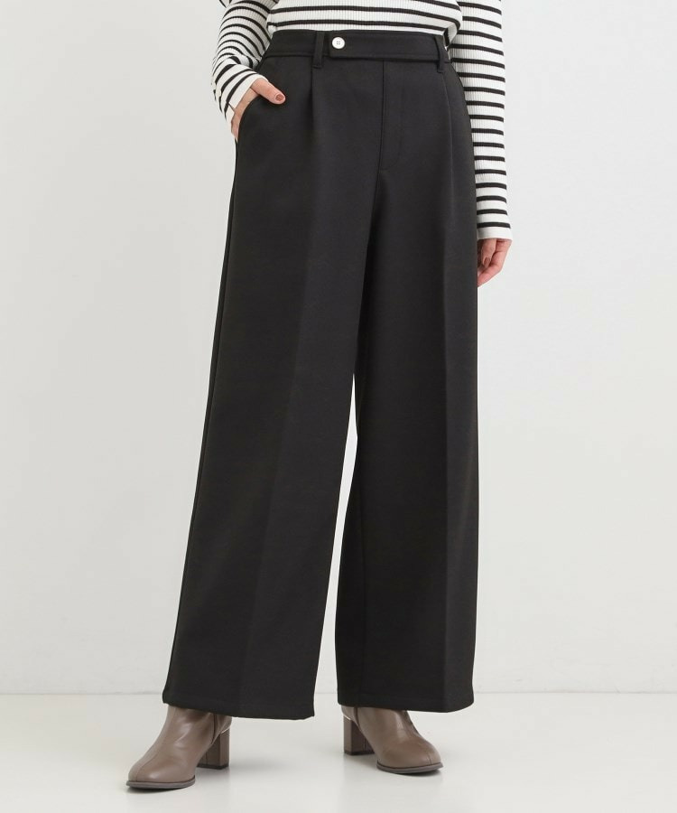 【着丈選べる】ウールフィール裏起毛ワイドパンツ1