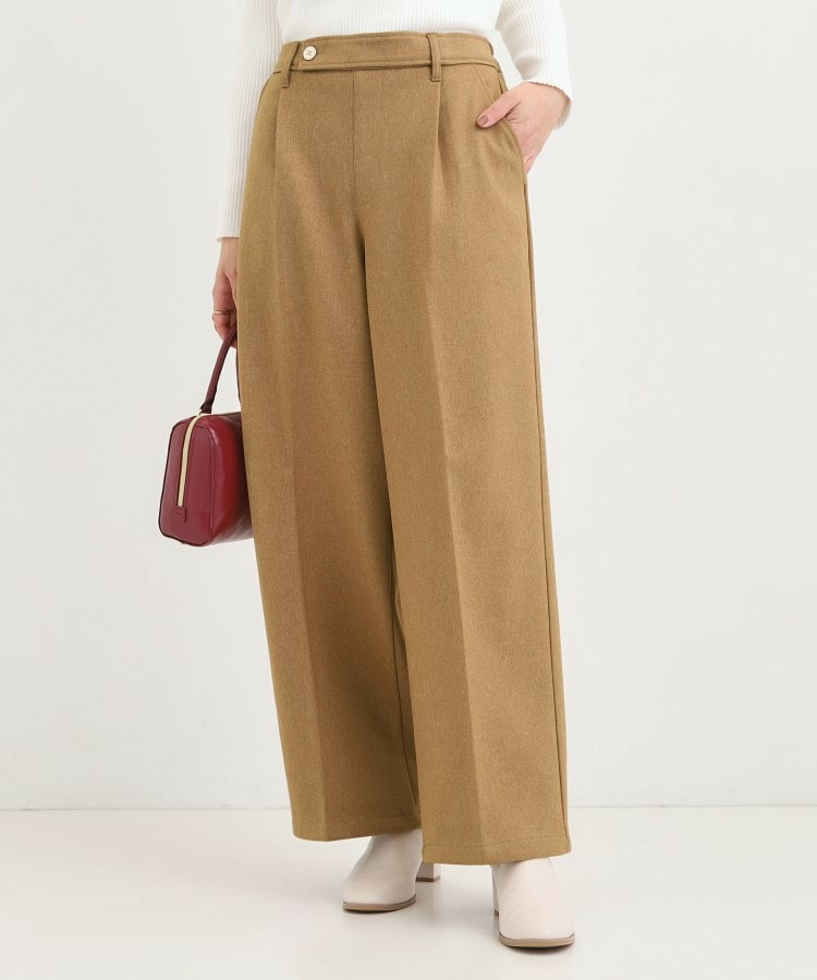 【着丈選べる】ウールフィール裏起毛ワイドパンツ1